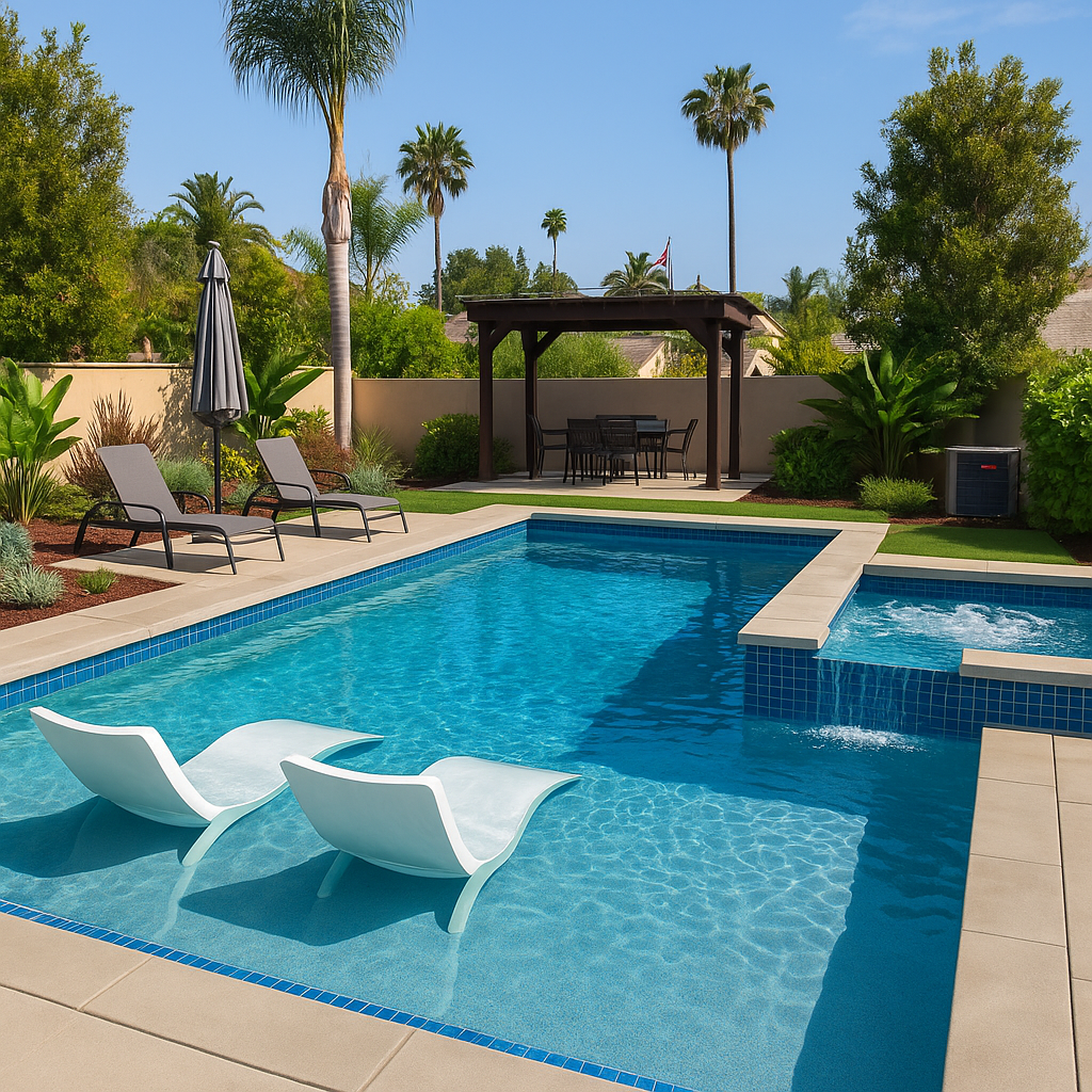 image of a landscaped pool area