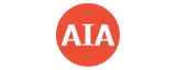 AIA logo with white letters on a red circular background.