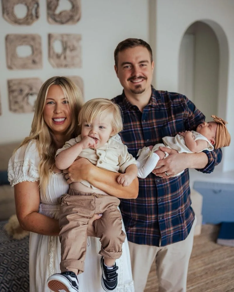 Evan, owner of Rectangle Roofing, with his family