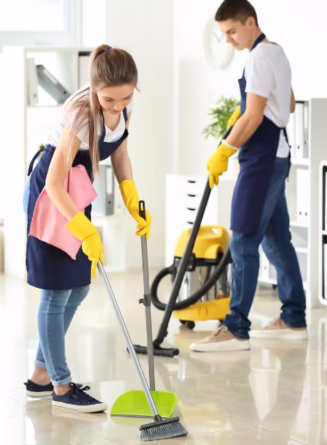Two professional cleaners performing house cleaning service - EL ZOULOU Cleaning Team