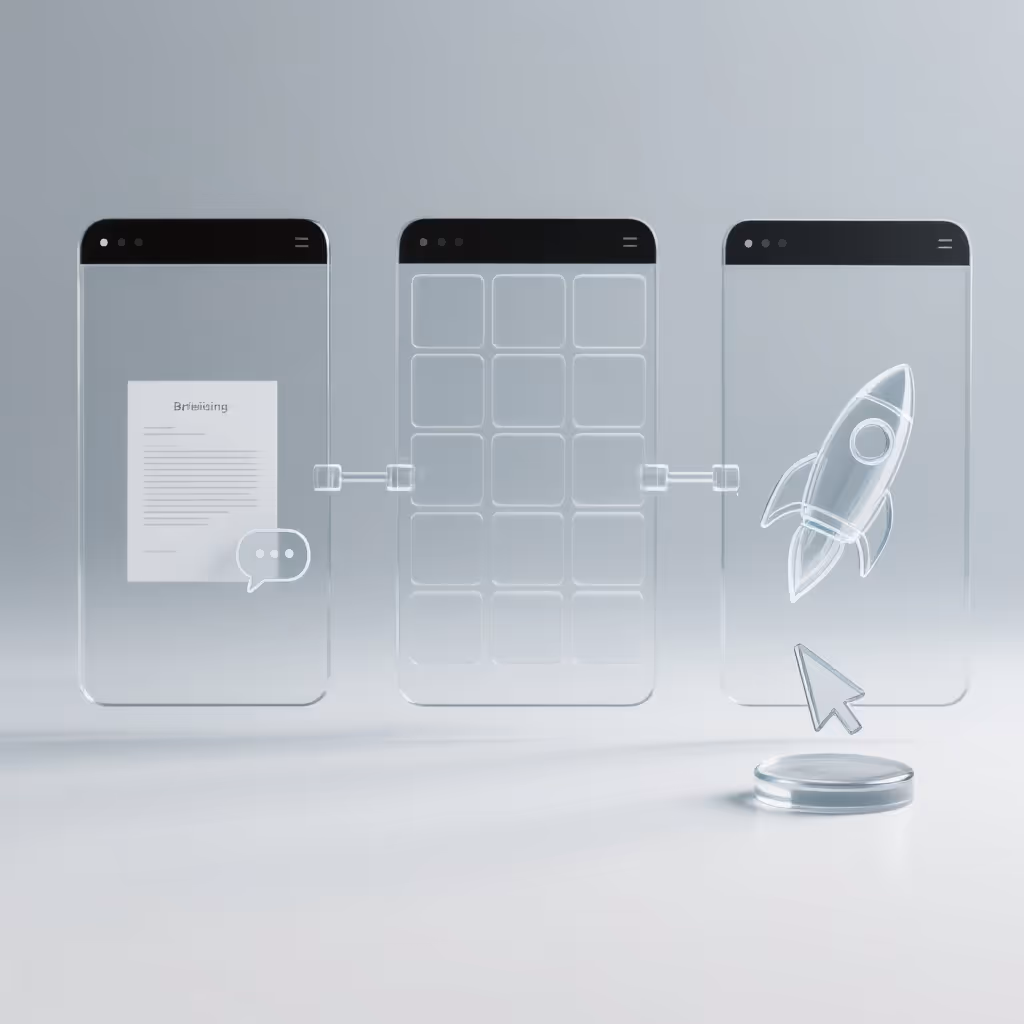 Ein Bild von drei Phasen des Webdesignprozesses.