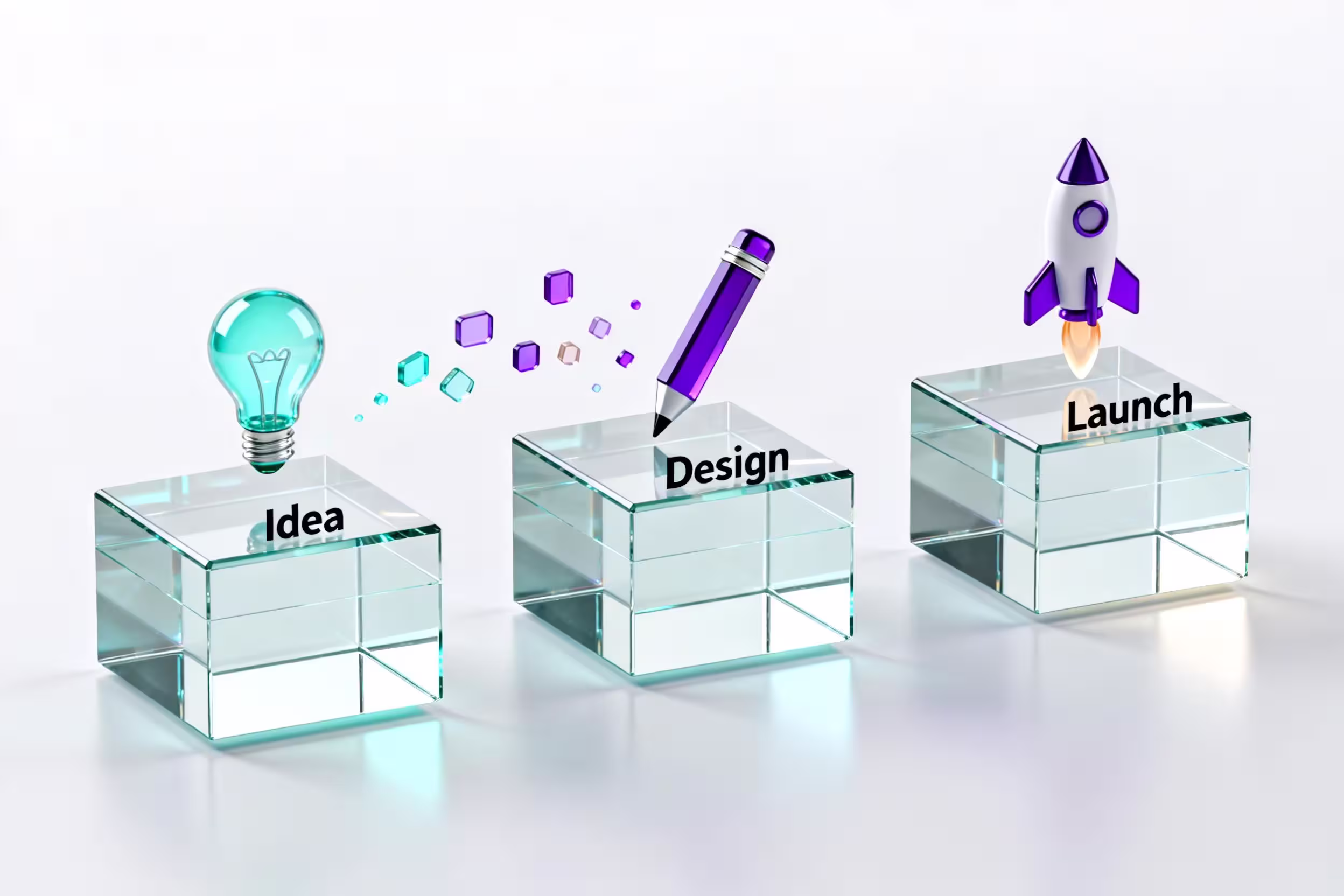 Drei einfache Schritte zur neuen Website Idee,Design,Launch.