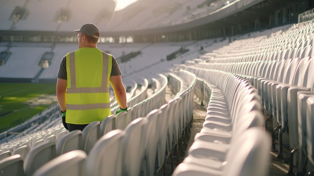Stadium or arena cleaning operation