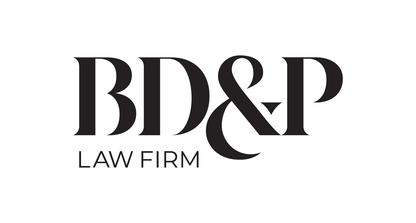 BD&P Law Firm text logo in black on a transparent background.