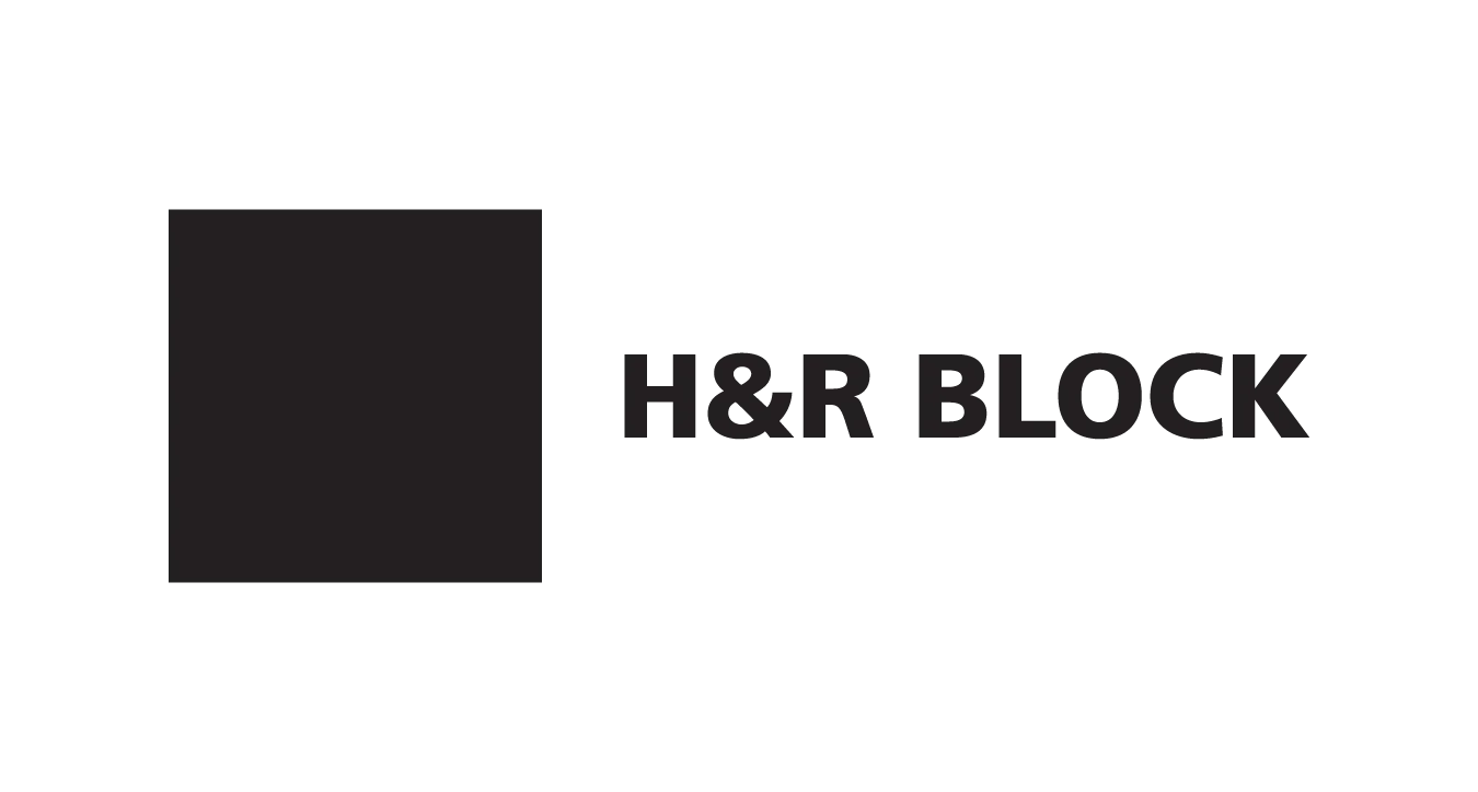 HR Block company logo with a solid black square next to the text.