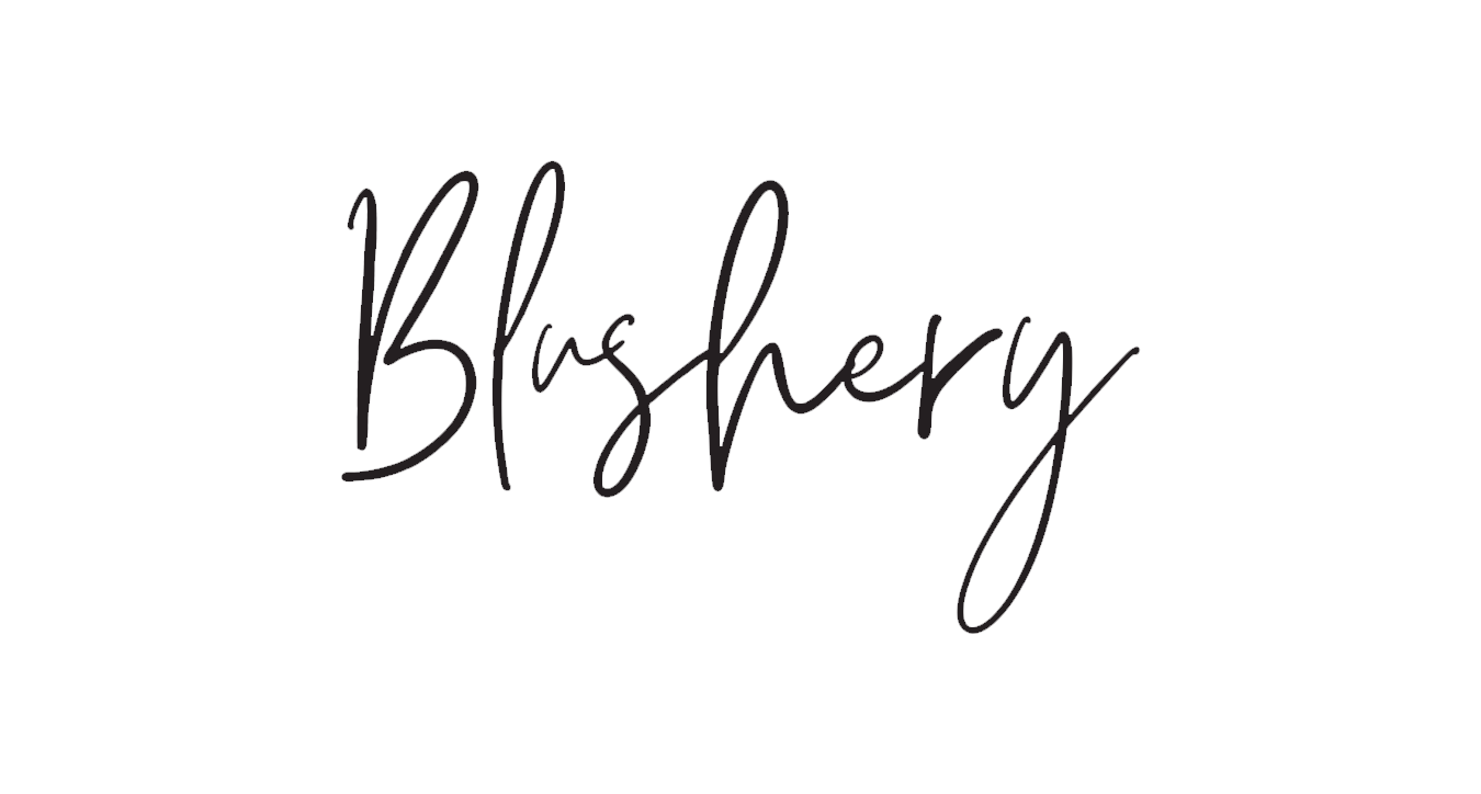 Handwritten style text reading Blushery in black on white background.
