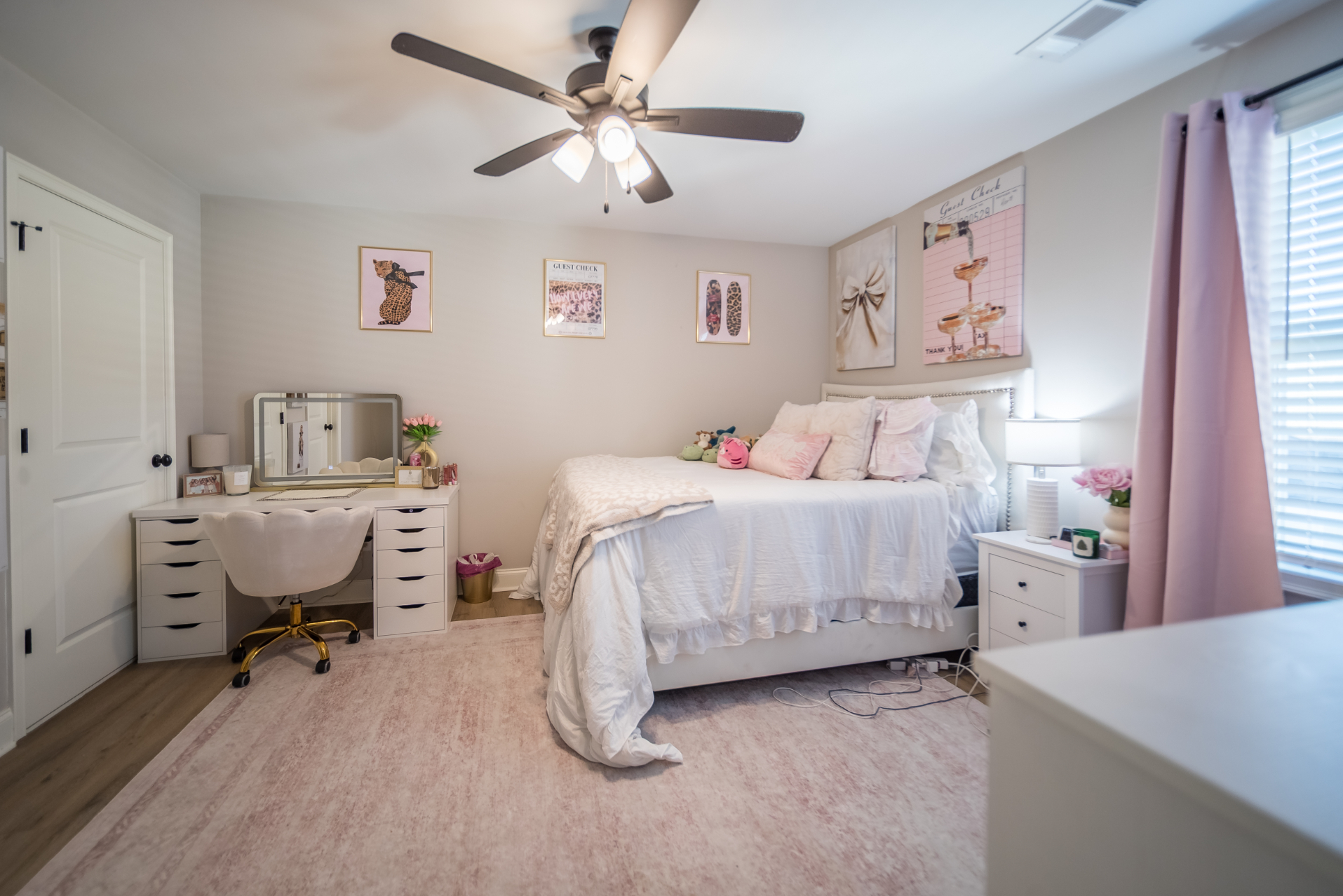 bedroom with bed and desk