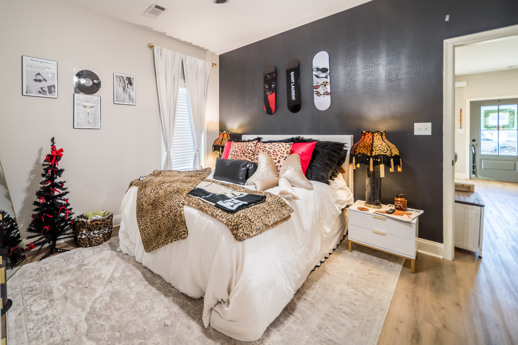 bedroom with bed and bedside table