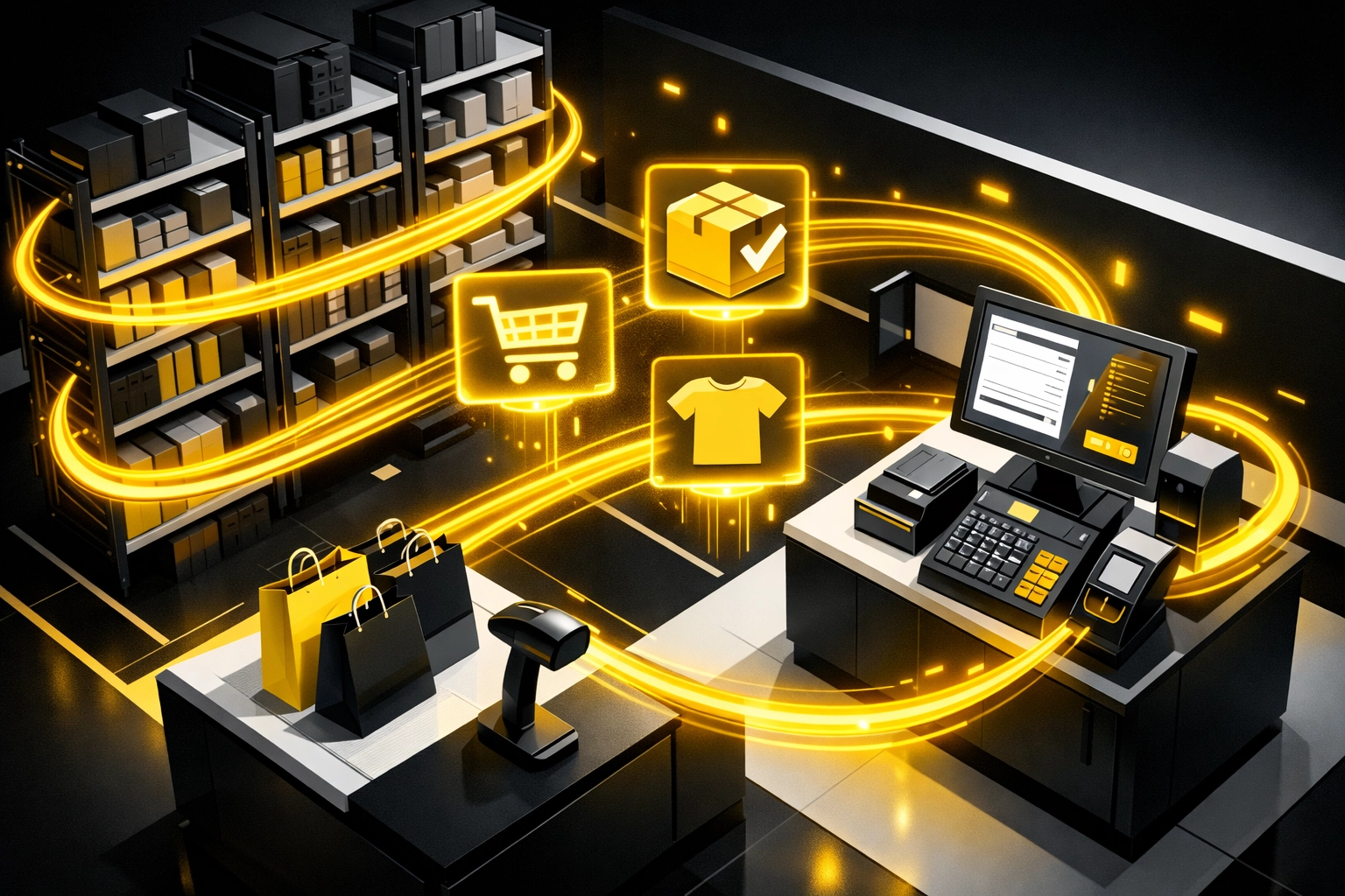 Real-time inventory synchronization between warehouse systems and point-of-sale terminals
