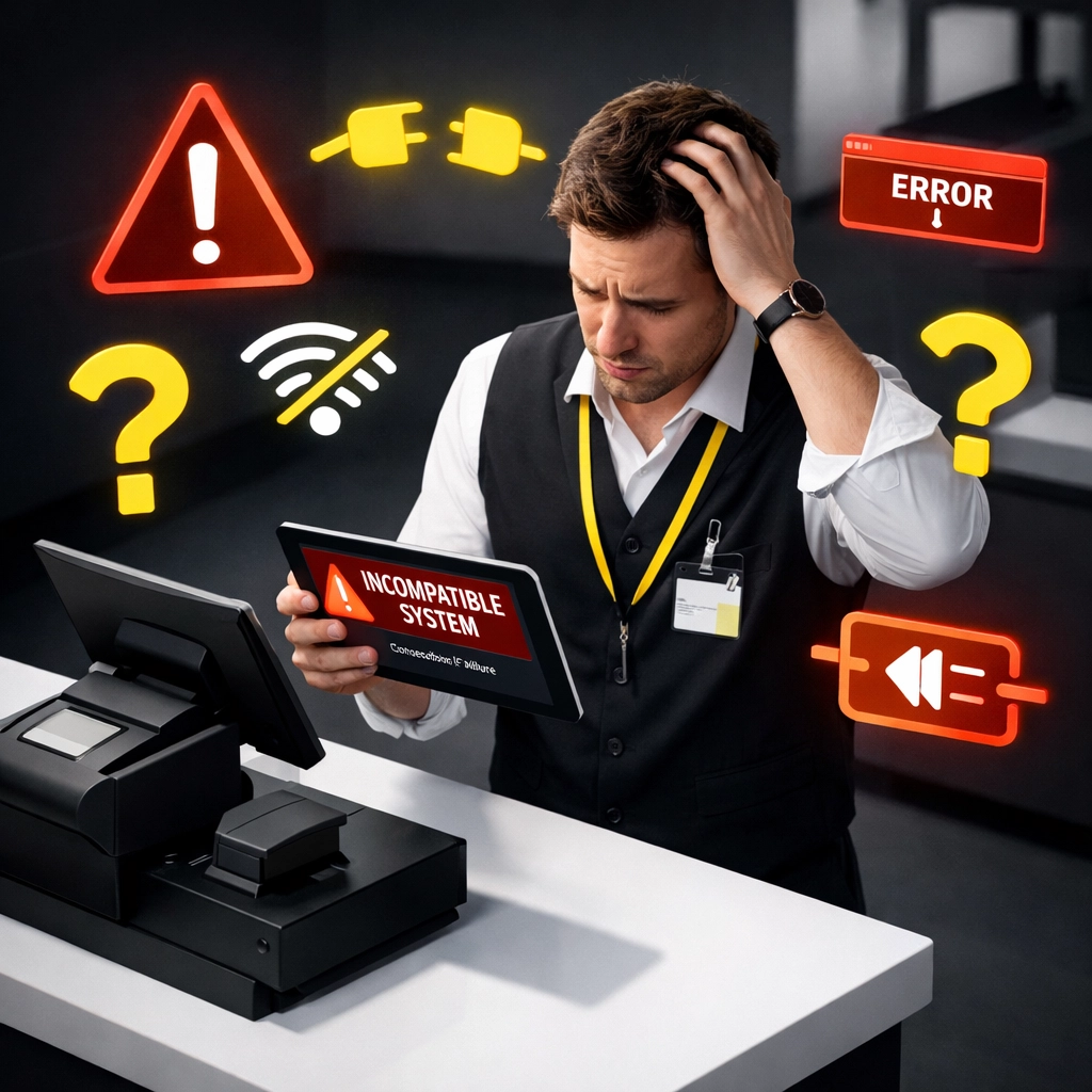 Retail manager facing POS system integration errors and compatibility issues during migration