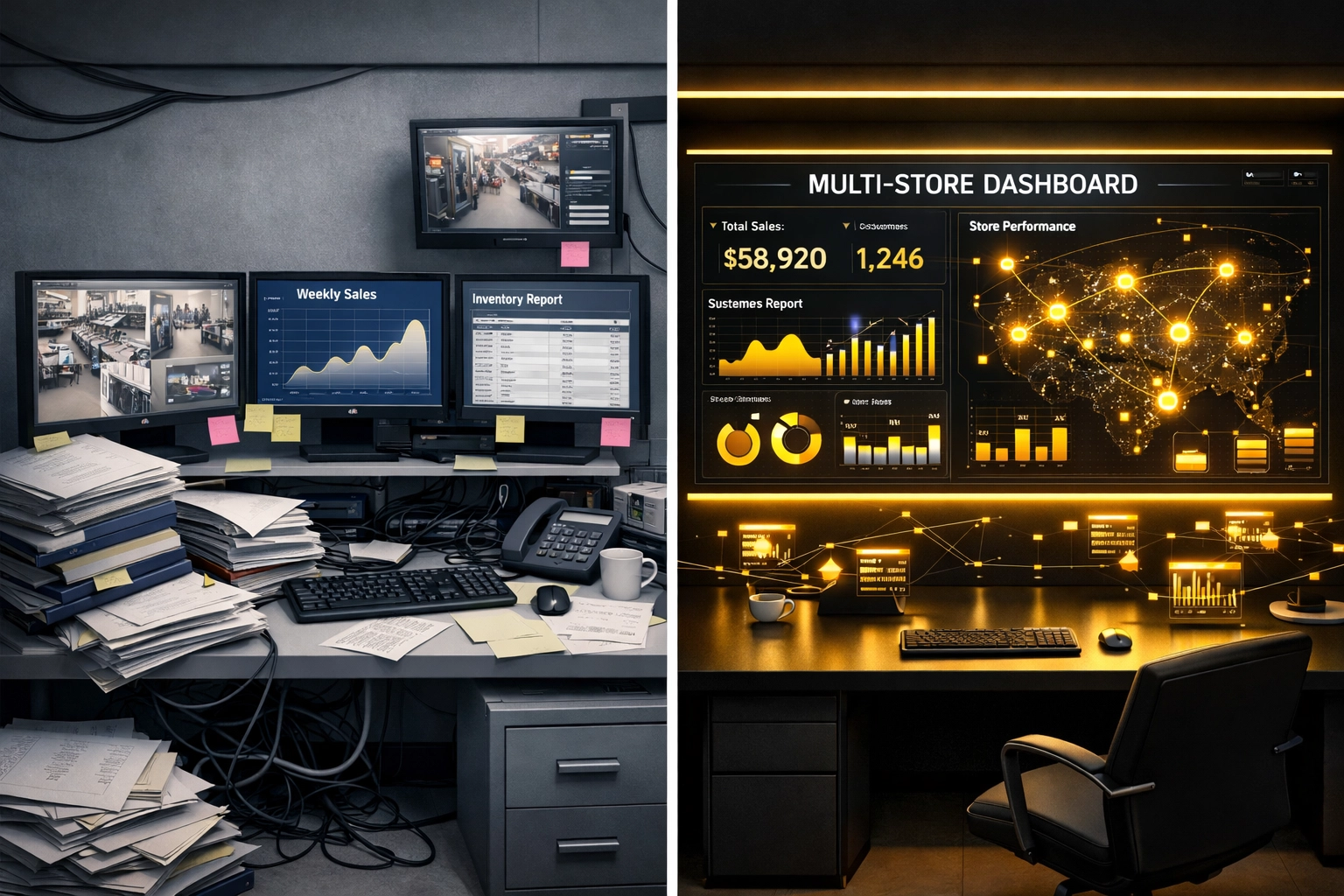 Traditional POS vs unified commerce data management comparison for multi-location retail stores