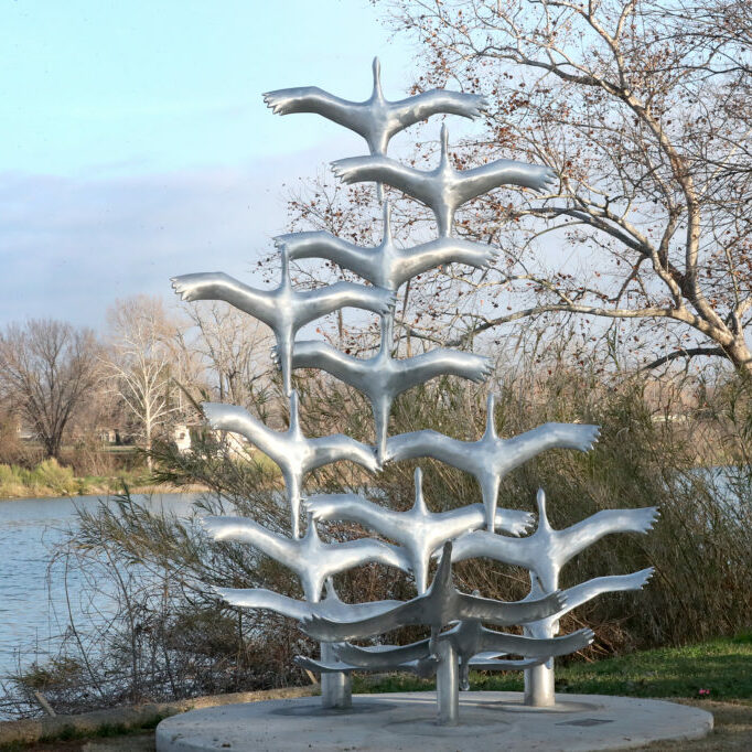 Taking Flight (Water Fowl) — public sculpture on the Waco Sculpture Zoo trail