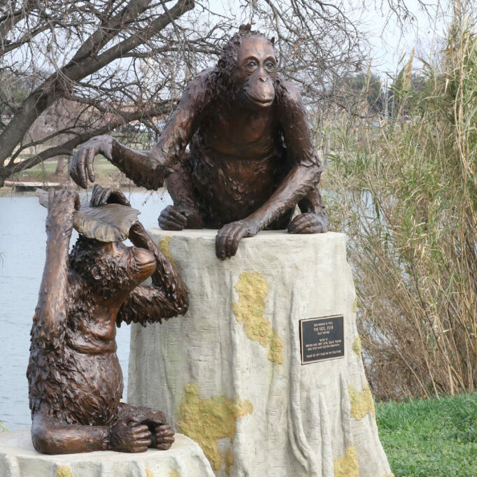 The Kids (Young Orangutans) — public sculpture on the Waco Sculpture Zoo trail
