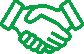Green line art icon of two hands shaking, symbolizing agreement or partnership.