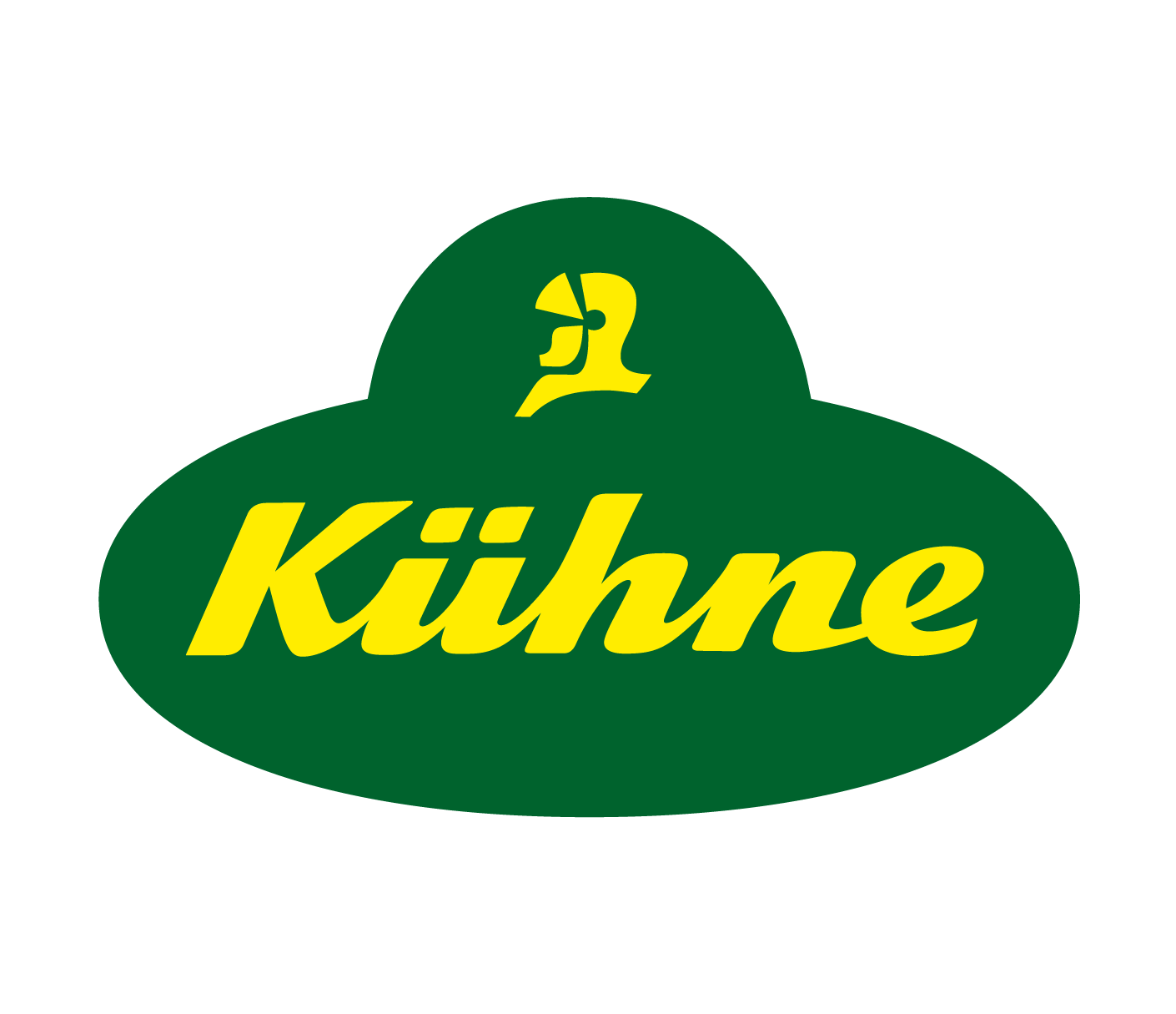 Kühne Firmenlogo mit gelbem Rittersymbol auf grünem Hintergrund.