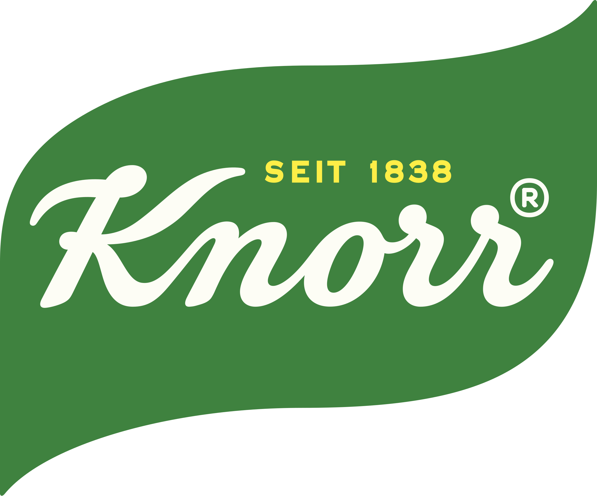 Knorr-Logo mit dem Text 'Seit 1838' auf grünem Hintergrund.