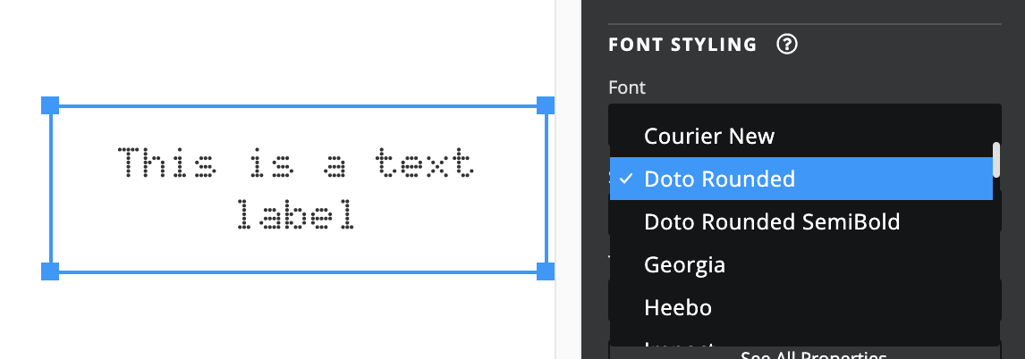 Screenshot of custom fonts