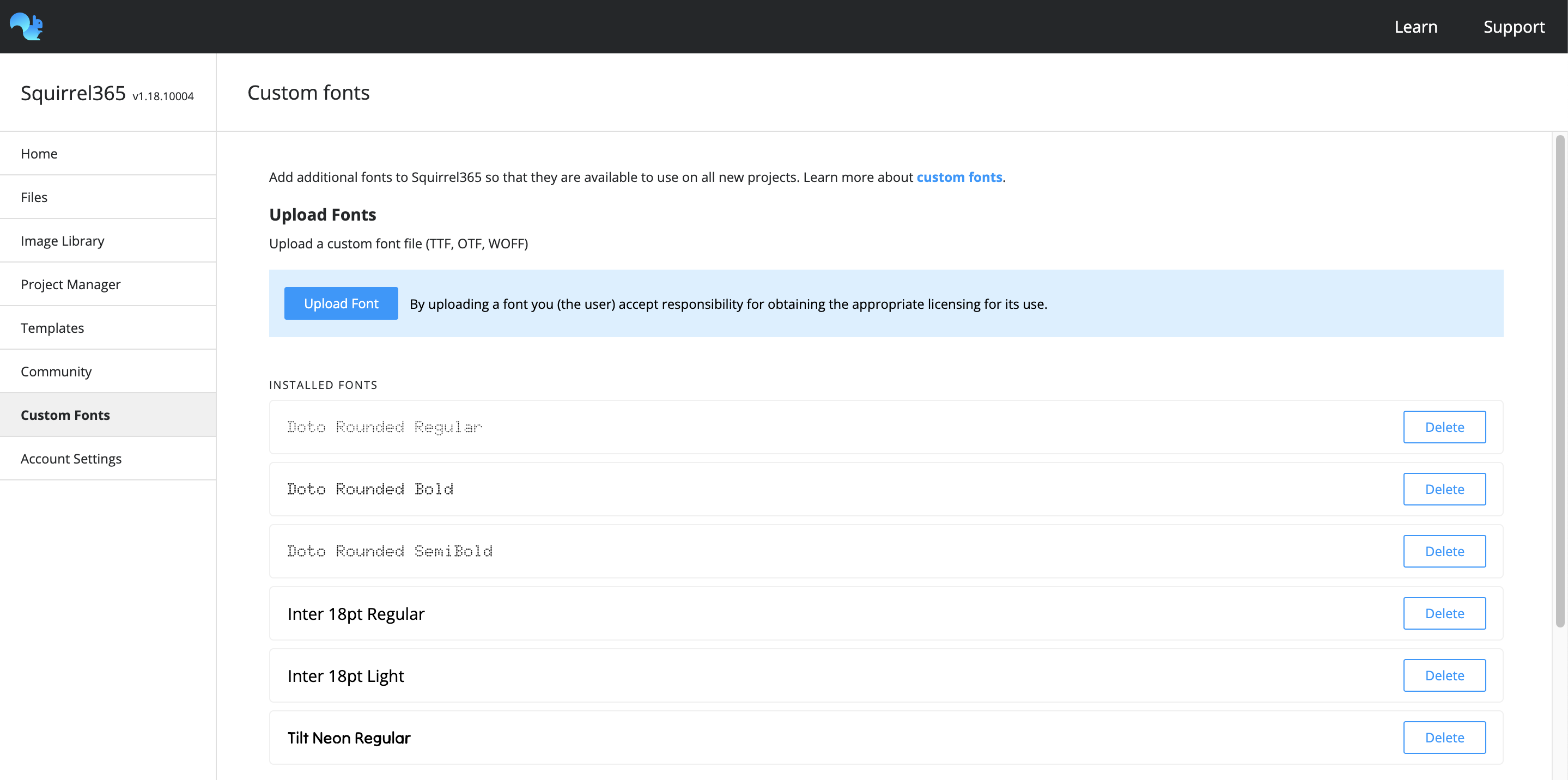 Screenshot of custom fontsc