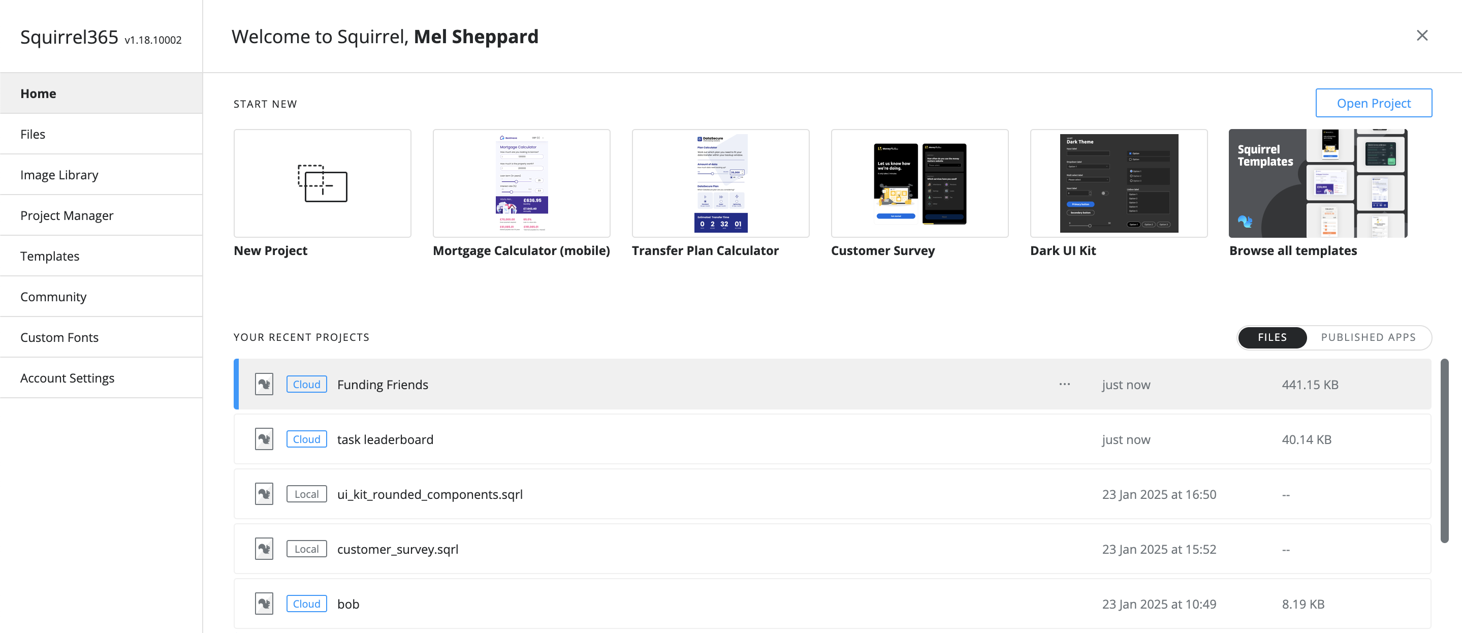 Screenshot of enhanced start page