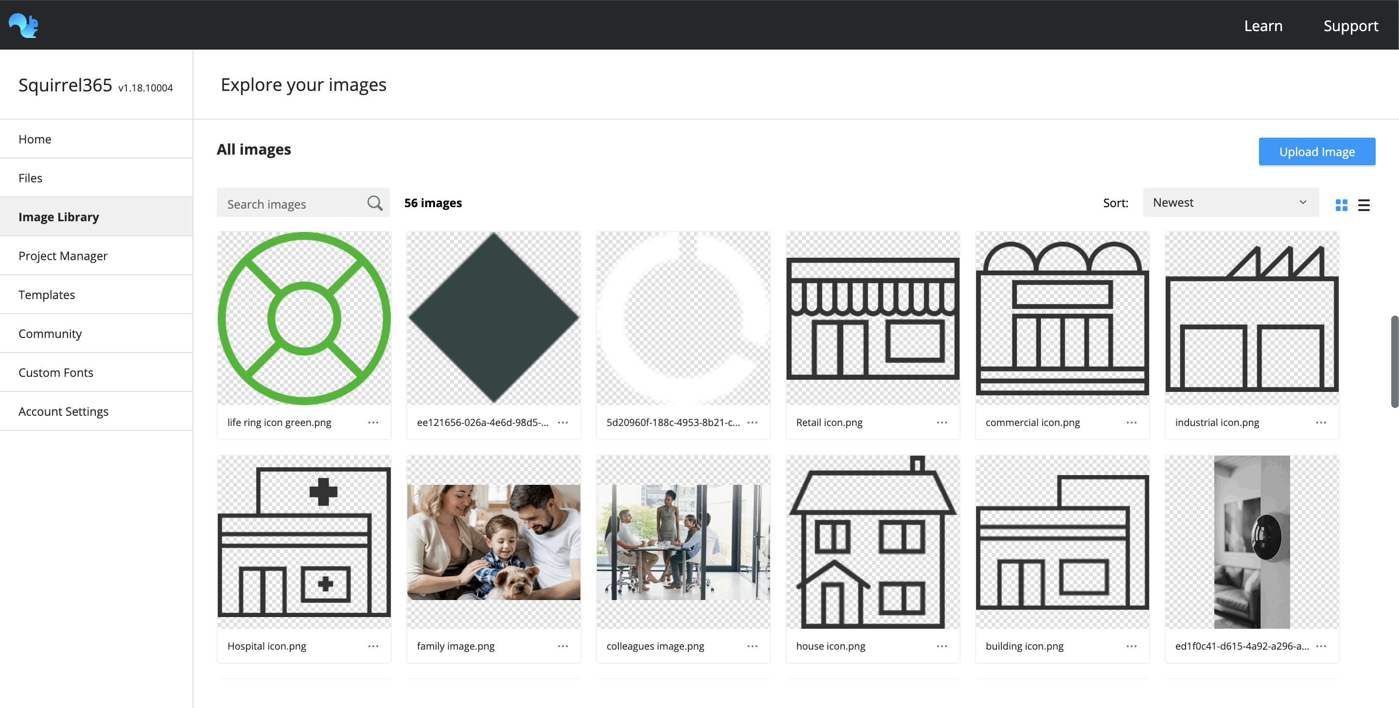 Screenshot of Image Library