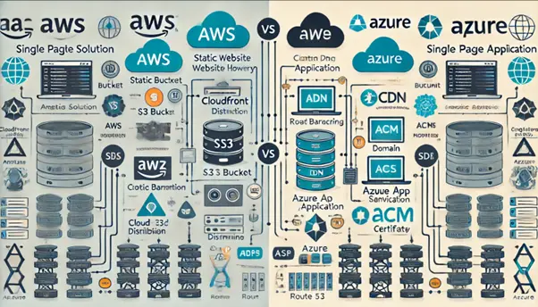 ChatGPT version of a landscape diagram of the AWS vs Azure solutions