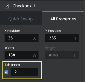 Screenshot of Tab Index option