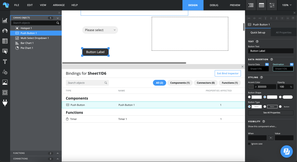 Screenshot of the Bind Inspector