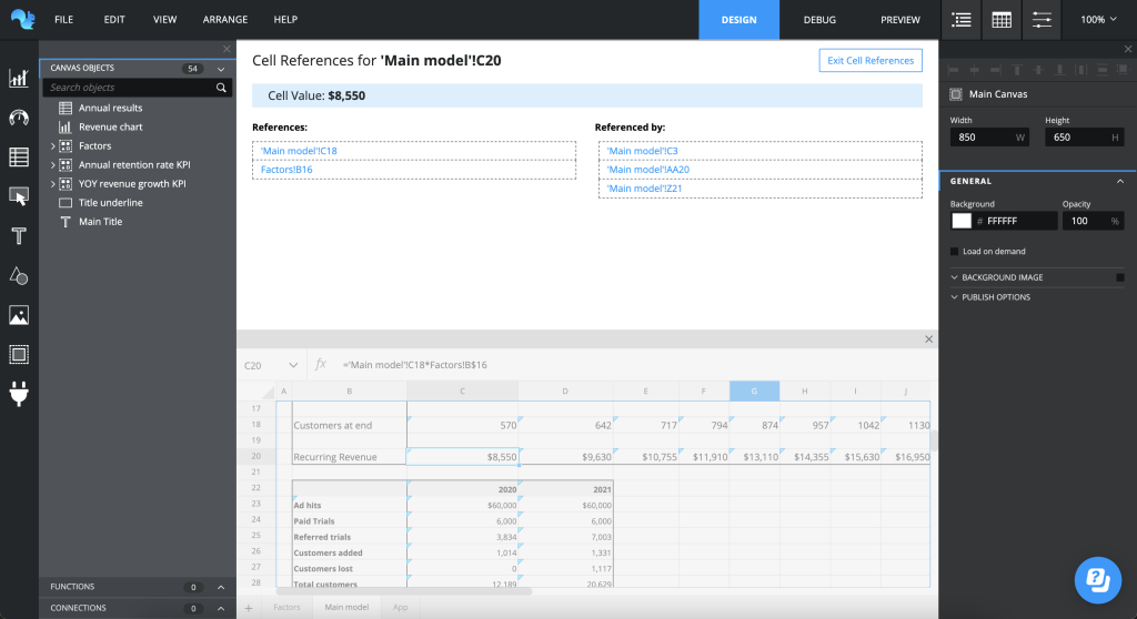 Screenshot of Cell Reference Explorer