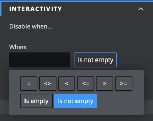Screenshot of conditional logic