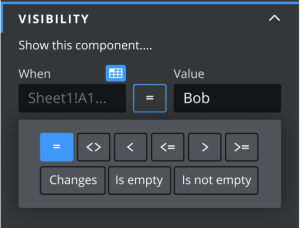 Screenshot of conditional logic for dynamic visibilty