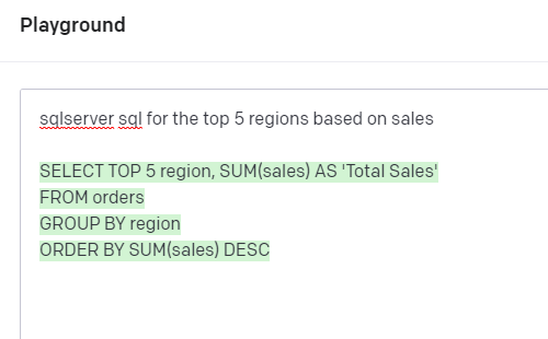screenshot of Open AI playground