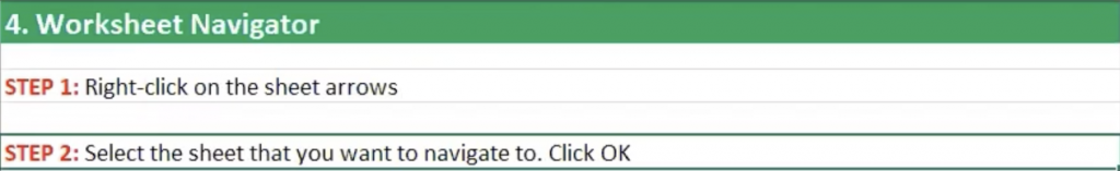 How to use the Worksheet Navigator in Excel