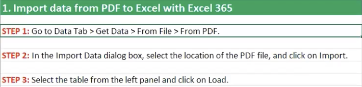 How to import data from PDF to Excel