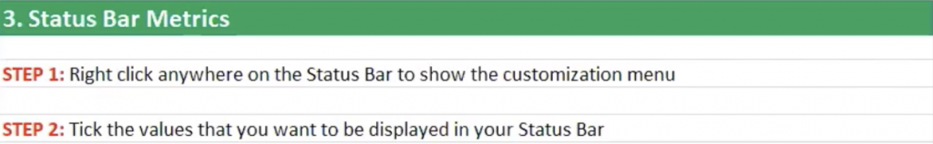 How to customise Status Bar metrics