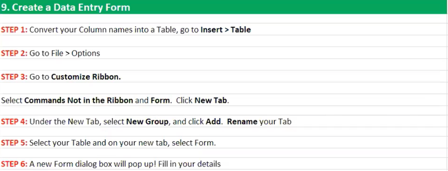 How to create a data entry form