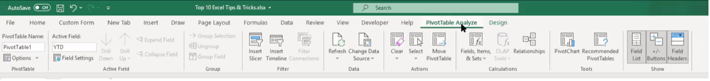 Pivot Table Analyse in Excel