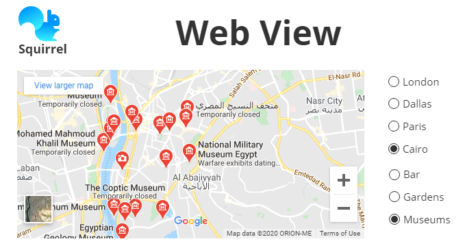 Interacting with Google Maps in Squirrel
