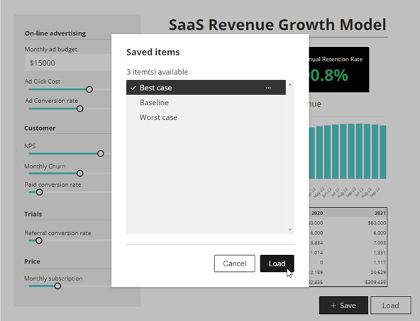 Loading a scenario in Squirrel365