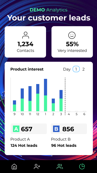 demo area of lead capture app