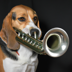 AI generated beagle playing a bugle