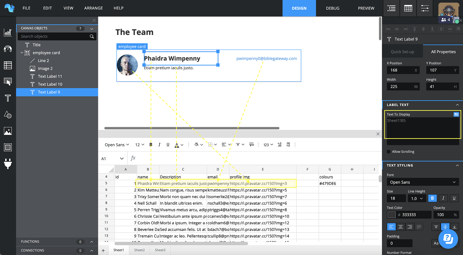 Screenshot of repeat container in Squirrel365
