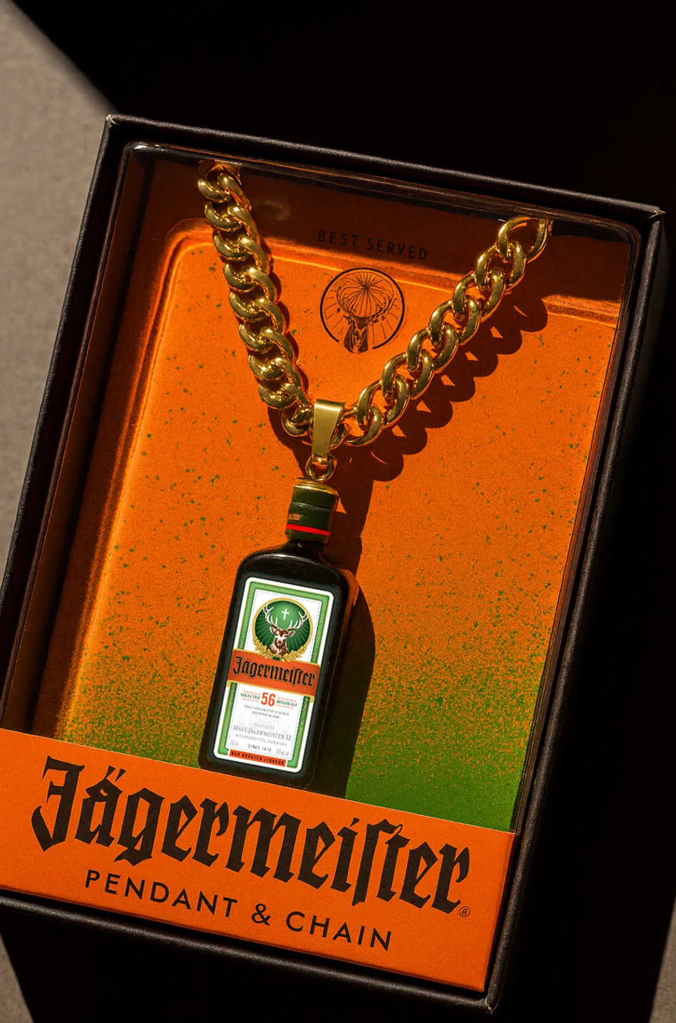 Jägermeister bottle necklaces for activation tour