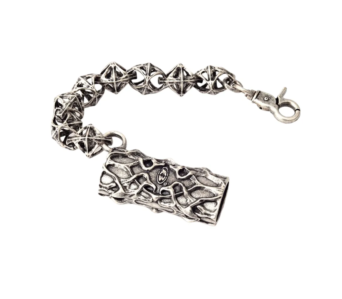 A custom lighter holder with antique finish and custom chain links