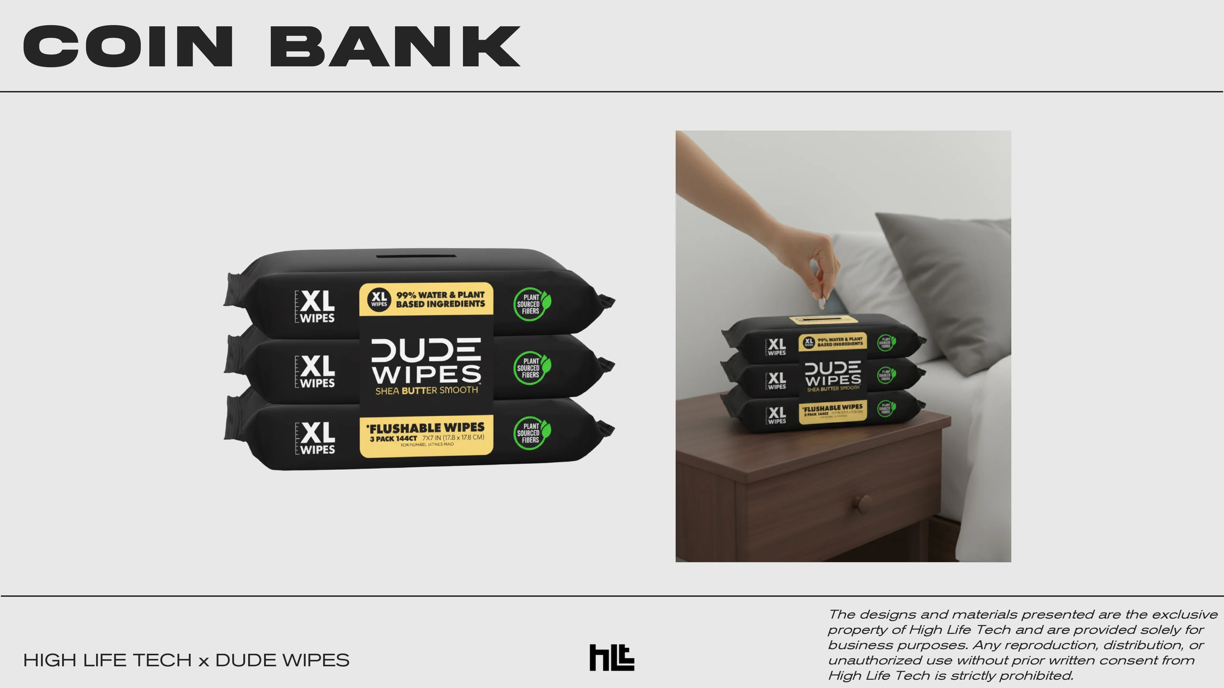 A custom piggy bank for Dude Wipes