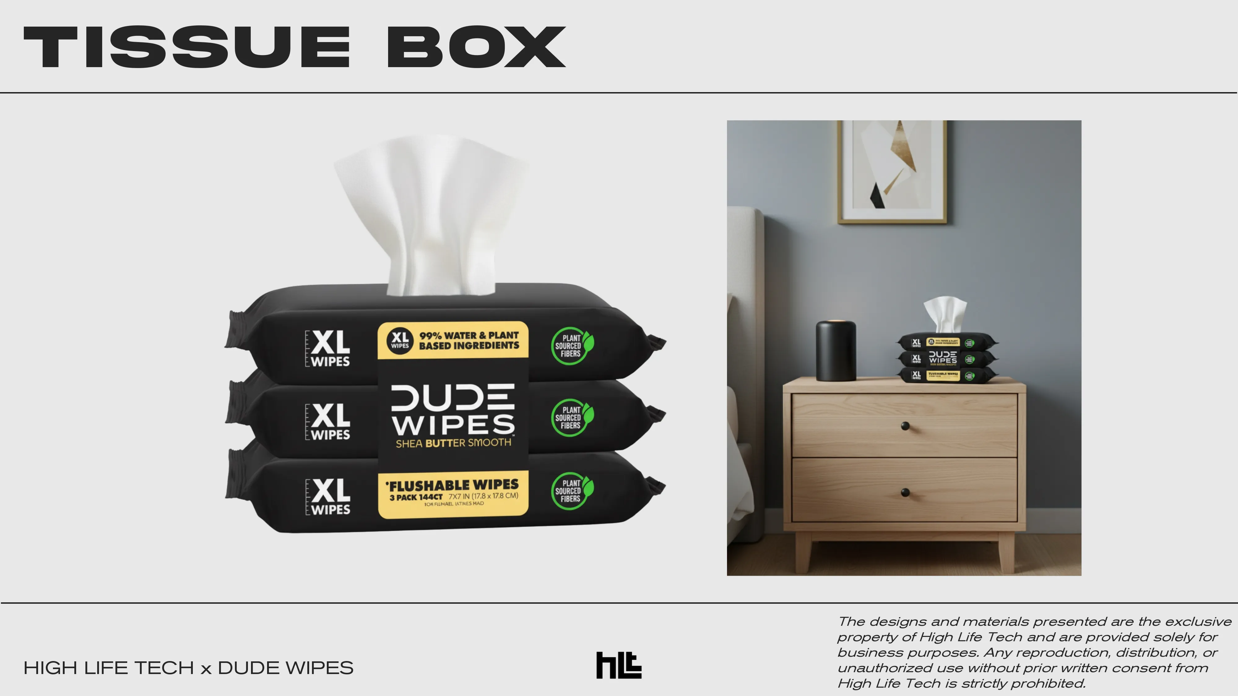 A Dude Wipes tissue box