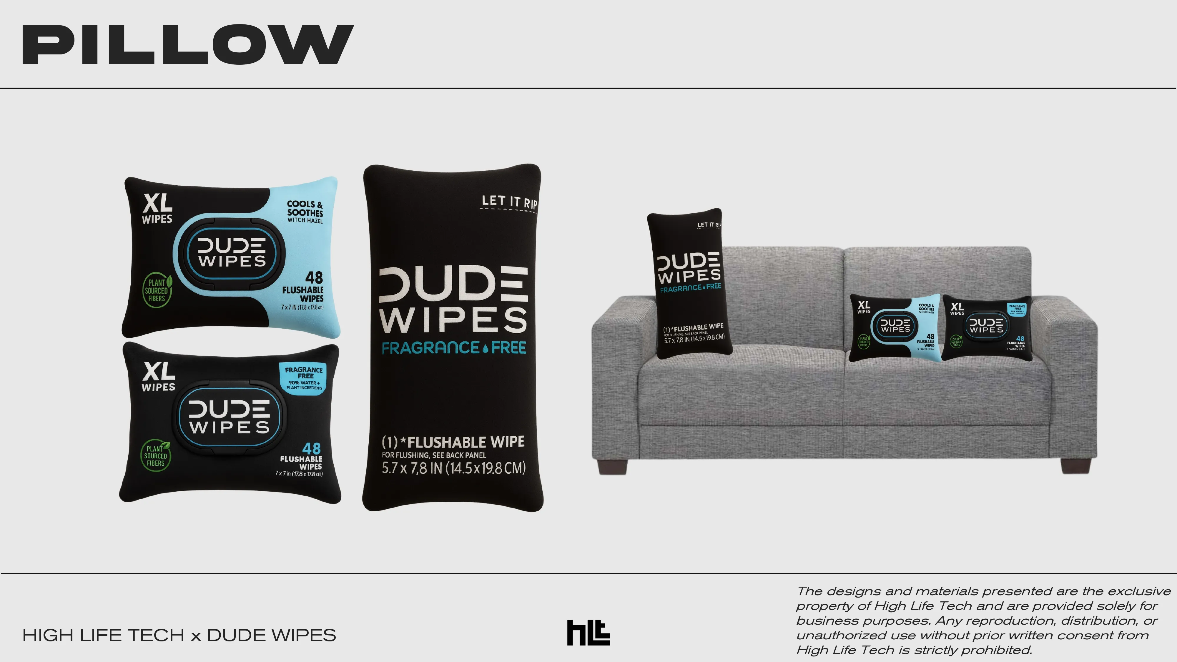 A pillow set concept for Dude Wipes custom merch campaign 