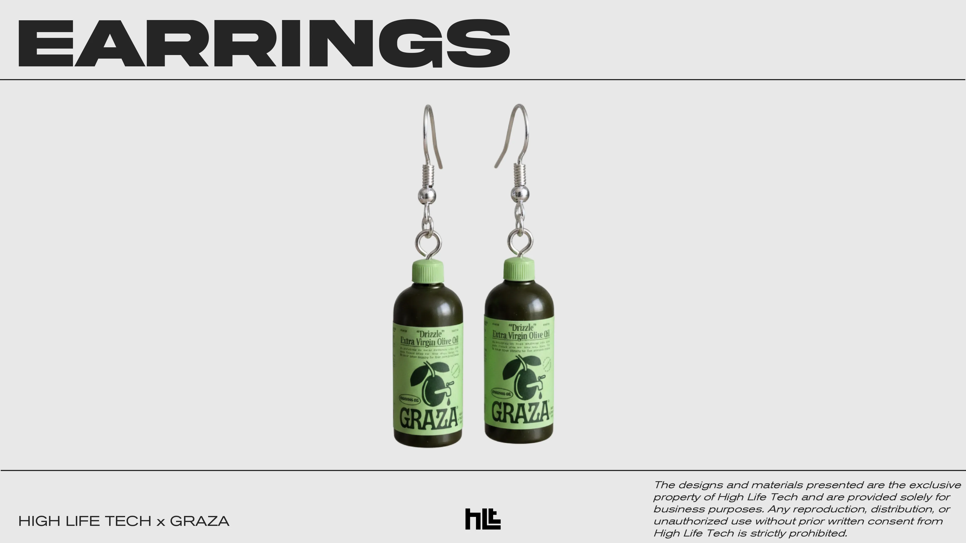 Custom bottle earrings designed after a Graza bottle 