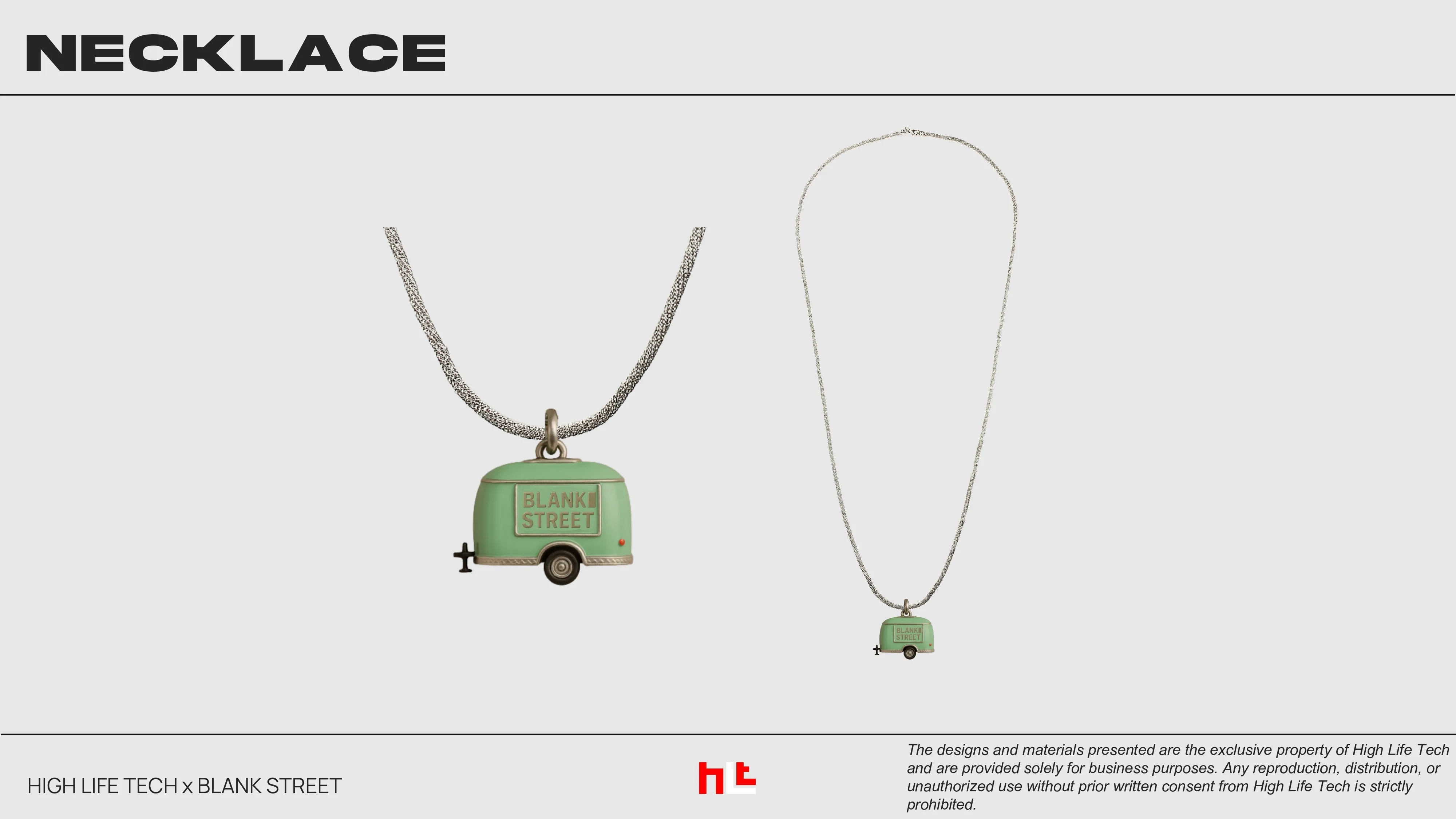 A customs necklace inspired by the original Blank Street stand