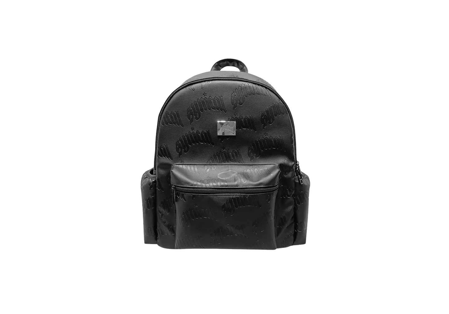 A custom belt buckle and strap with metal studs on the belt