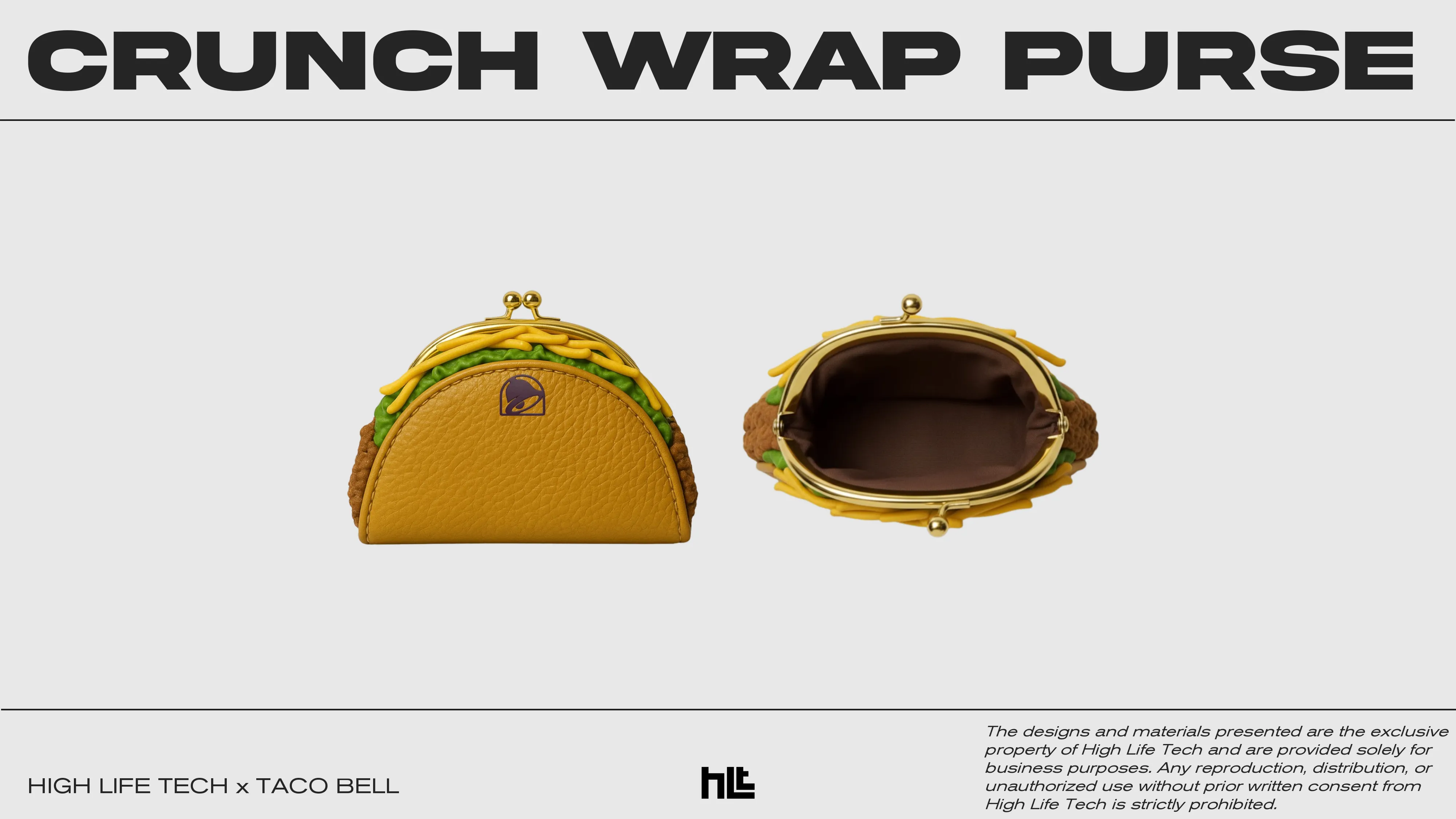 A Taco Bell Crunchy Taco turned into a leather purse